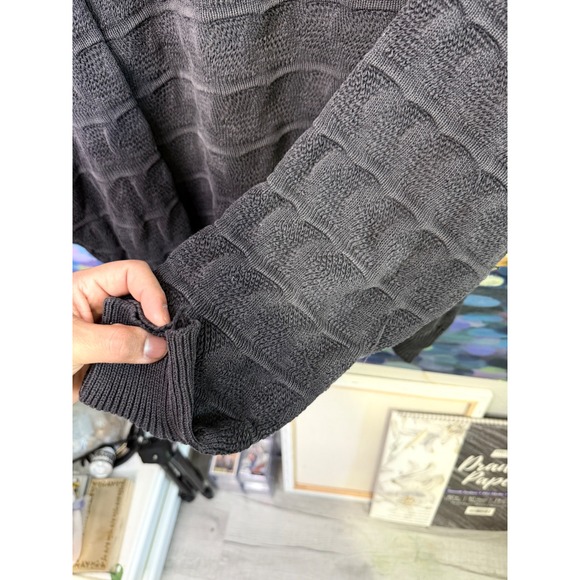 Vintage Saks Fifth Avenue Mens XL Cotton Textured Knit Sweater Charcoal Grey USA - Picture 4 of 6